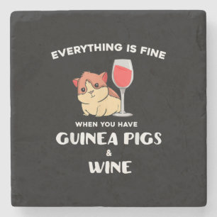 Cute Guinea Pig Gift Wine Lover Stone Coaster