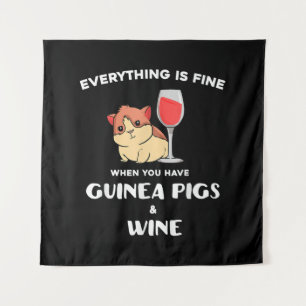 Cute Guinea Pig Gift Wine Lover Tapestry