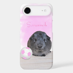 Cute Guinea Pig Girly Pink Soccer Ball Custom Name