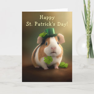Cute Guinea Pig Good Tidings St. Patrick's Day Holiday Card