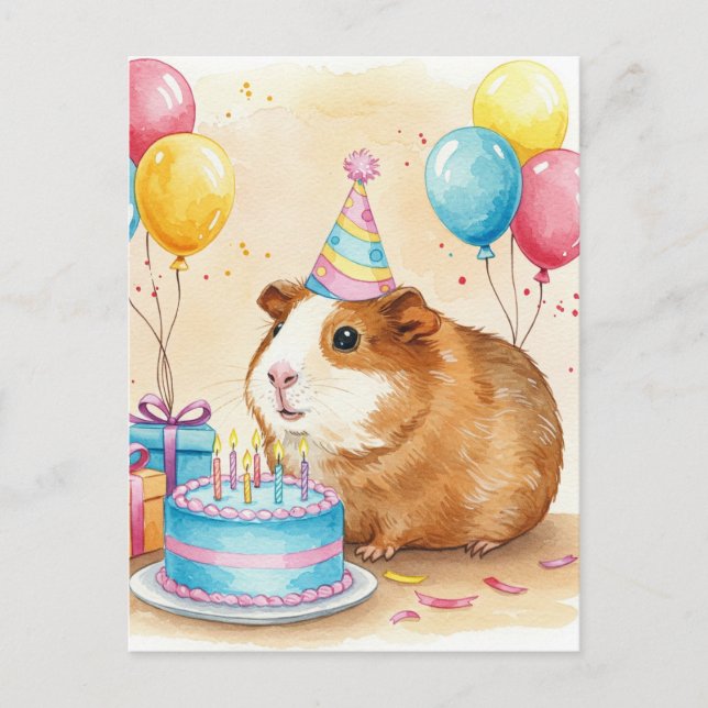 Cute Guinea pig Happy Birthday Postcard (Front)