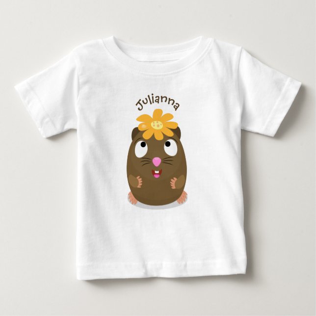 Cute guinea pig happy cartoon illustration baby T-Shirt (Front)