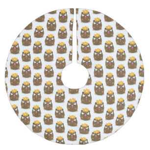 Cute guinea pig happy cartoon illustration brushed polyester tree skirt