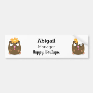 Cute guinea pig happy cartoon illustration bumper sticker