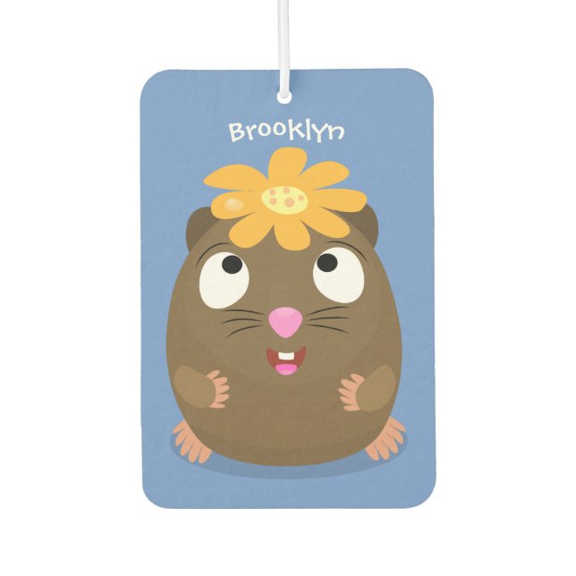 Cute guinea pig happy cartoon illustration  car air freshener (Front)