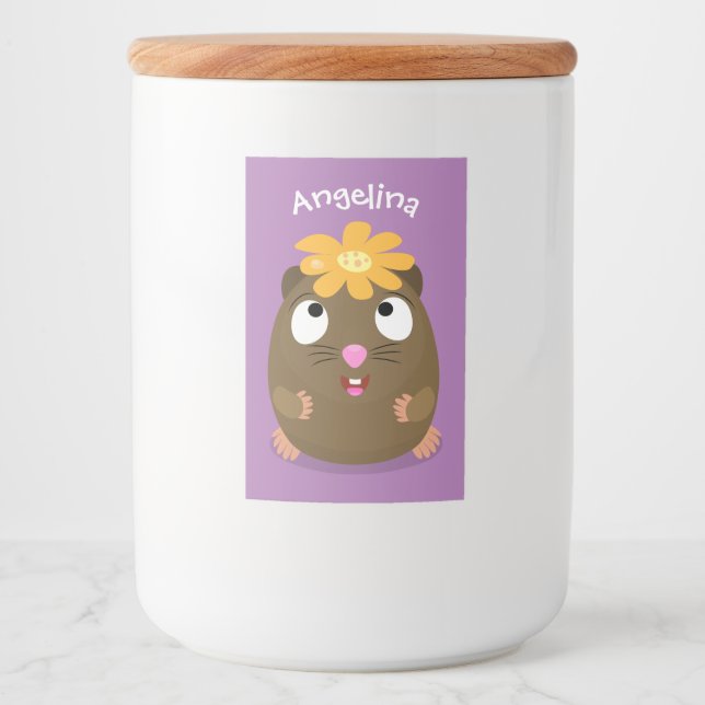 Cute guinea pig happy cartoon illustration food label (Front)