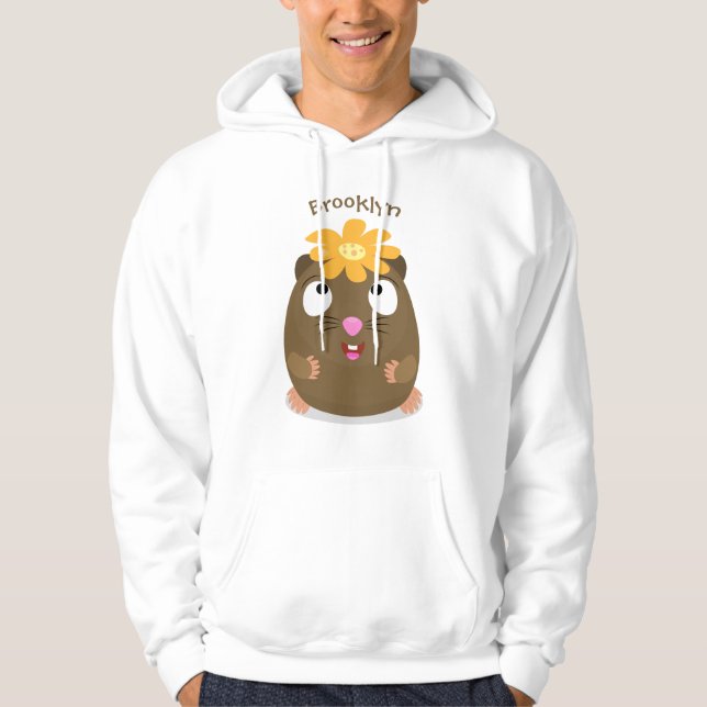 Cute guinea pig happy cartoon illustration hoodie (Front)