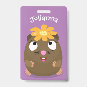 Cute guinea pig happy cartoon illustration ID badge