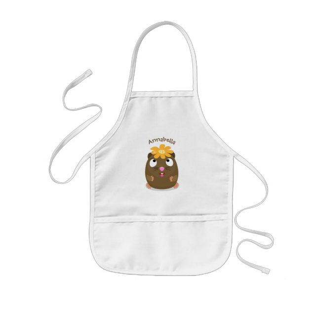 Cute guinea pig happy cartoon illustration kids apron (Front)