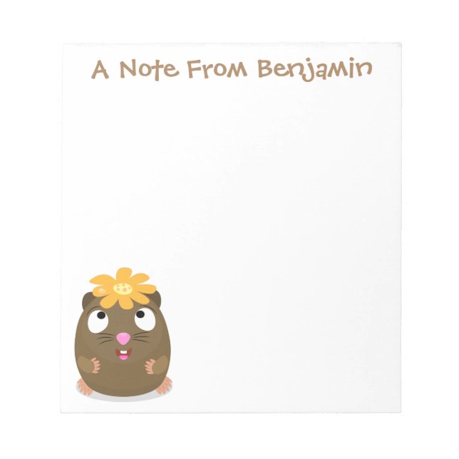 Cute guinea pig happy cartoon illustration notepad (Front)