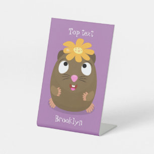 Cute guinea pig happy cartoon illustration pedestal sign