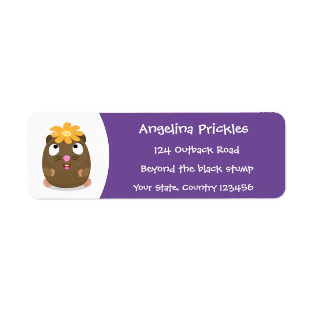 Cute guinea pig happy cartoon illustration return address label (Front)