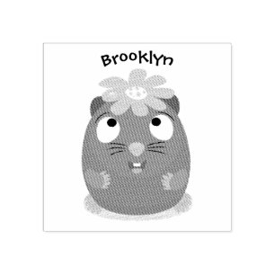 Cute guinea pig happy cartoon illustration rubber stamp