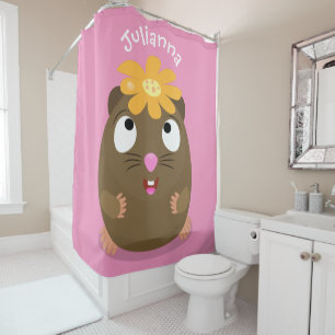 Cute guinea pig happy cartoon illustration shower curtain