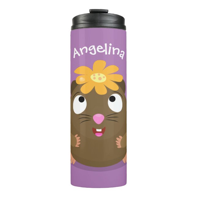 Cute guinea pig happy cartoon illustration thermal tumbler (Front)