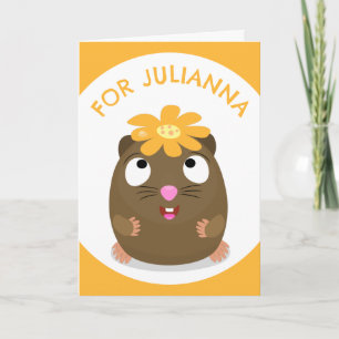 Cute guinea pig happy personalize cartoon birthday card