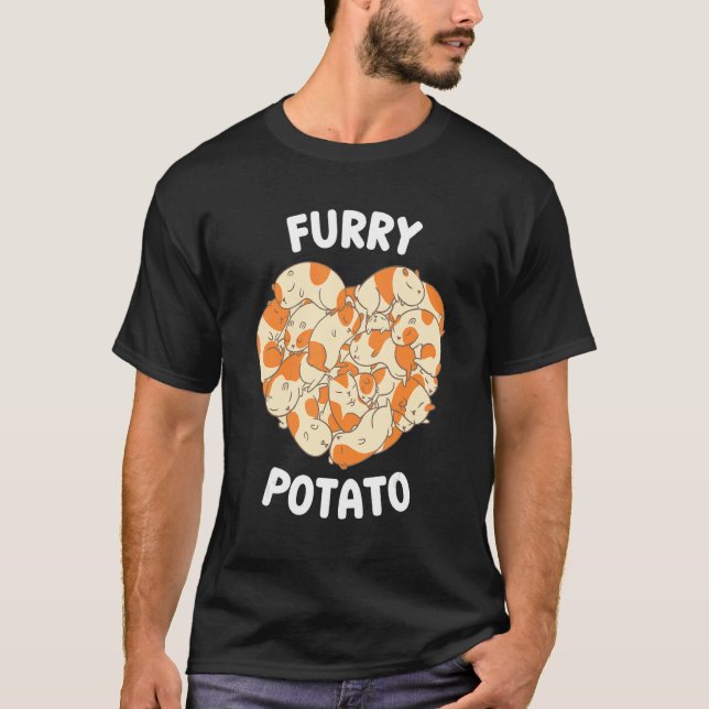 Cute Guinea Pig Heart Furry Potato  5 T-Shirt (Front)