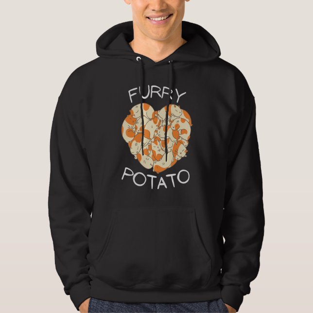 Cute Guinea Pig Heart Furry Potato  6 Hoodie (Front)