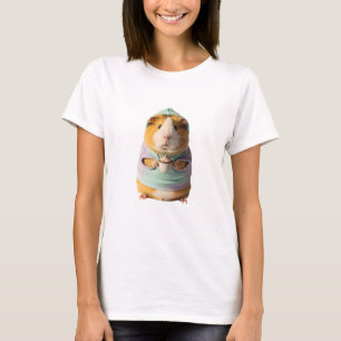 Cute Guinea Pig in Hoodie Holding Coffee T-Shirt
