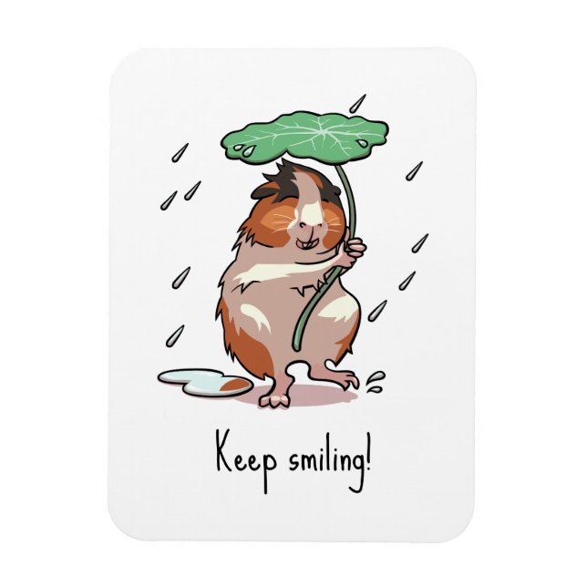 Cute Guinea Pig Keep Smiling Rain Dancing Cartoon Magnet (Vertical)