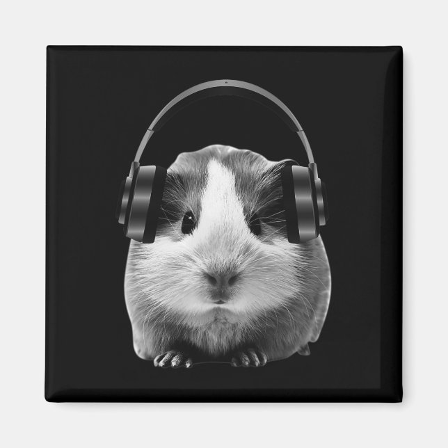 Cute Guinea Pig Listening To Dubstep  Magnet (Front)