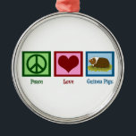 Cute Guinea Pig Metal Tree Decoration<br><div class="desc">Peace Love Guinea Pigs. A pretty peace sign,  heart,  and a cute guinea pig pet.</div>