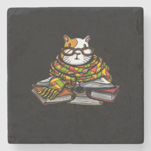 Cute Guinea Pig Read Book Cute Pet Lover Stone Coaster
