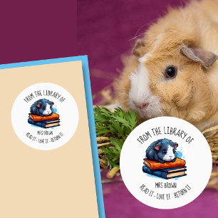 Cute Guinea Pig Reading Books Sticker Book Lover