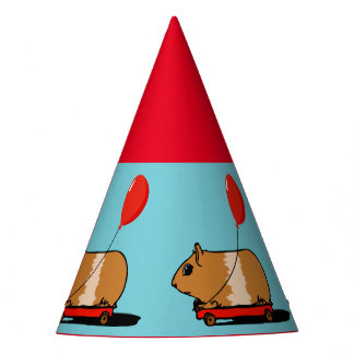 Cute Guinea Pig Riding a Cart Party Hat