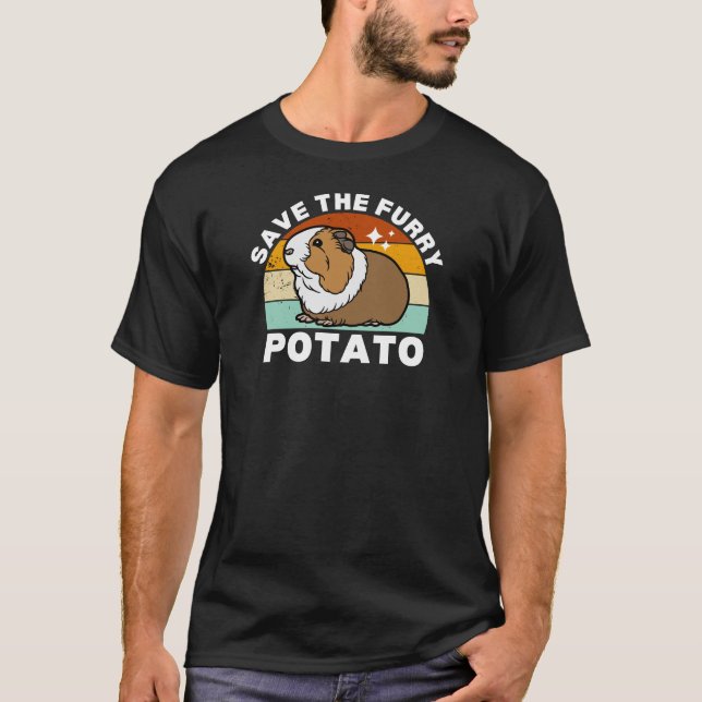 Cute Guinea Pig Save The Furry Potato T-Shirt (Front)