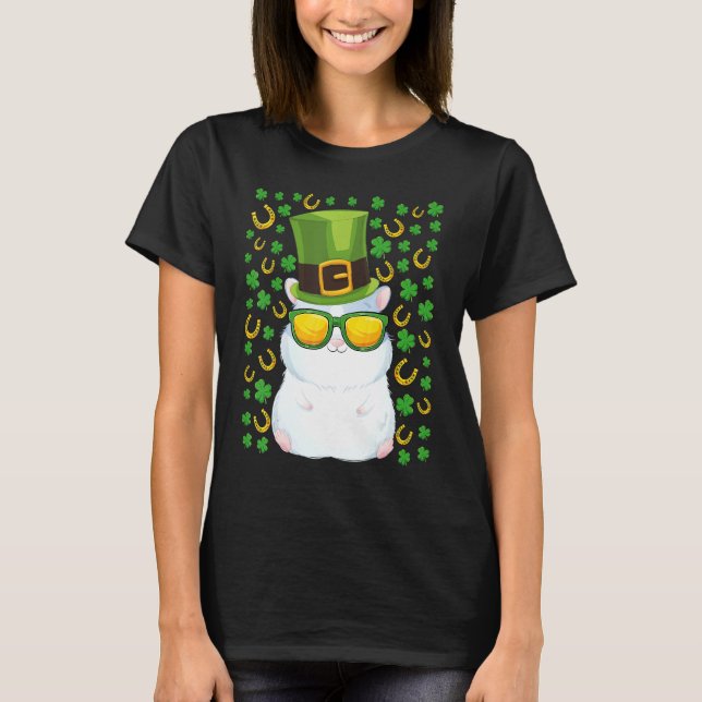 Cute guinea pig st Patricks day hat shamrock guine T-Shirt (Front)