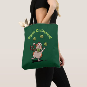 Cute Guinea Pig Veggie Christmas! Sprout Juggler Tote Bag