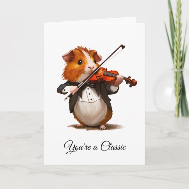 Cute Guinea Pig Violin  Thank You Card (Front)