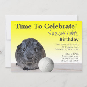 Cute Guinea Pig Volleyball Custom Birthday Party Invitation