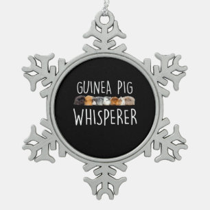 Cute Guinea Pig Whisperer Animal Lover Gift Snowflake Pewter Christmas Ornament