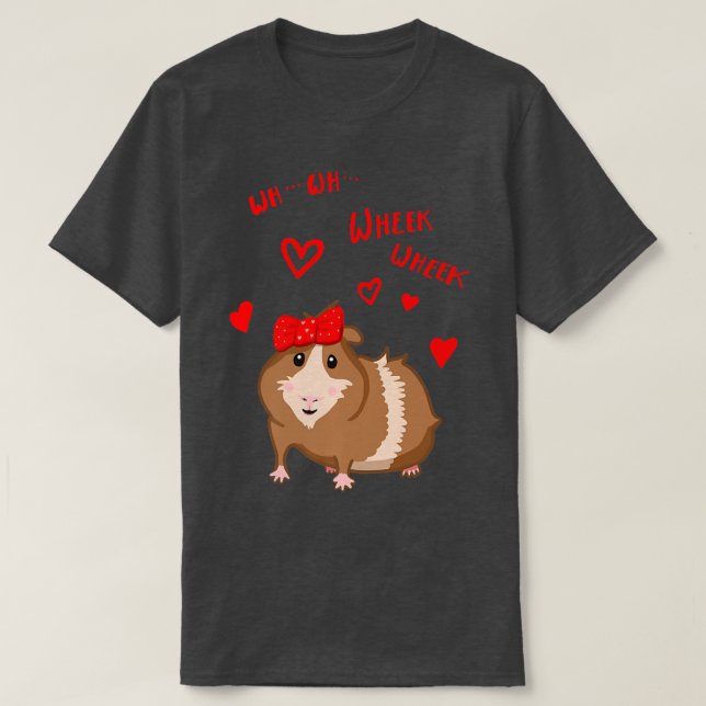 Cute guinea pig with bow Wheek Wheek gift  T-Shirt (Design Front)