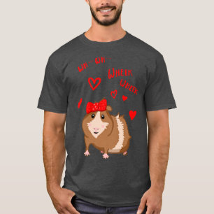 Cute guinea pig with bow Wheek Wheek gift  T-Shirt
