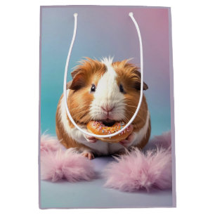 Cute Guinea Pig With Donut Pastel Gradient  Medium Gift Bag