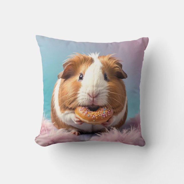 Cute Guinea Pig With Doughnut Pastel Gradient  Cushion (Front)