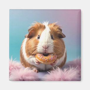 Cute Guinea Pig With Doughnut Pastel Gradient  Magnet