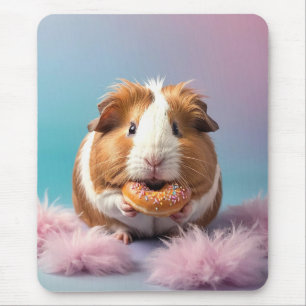 Cute Guinea Pig With Doughnut Pastel Gradient  Mouse Pad