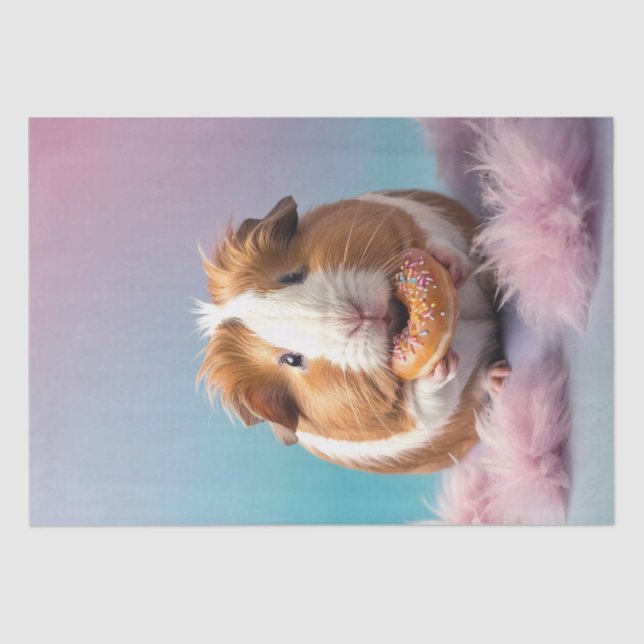 Cute Guinea Pig With Doughnut Pastel Gradient  Tissue Paper (Front)