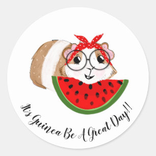 cute guinea pig with quote classic round sticker