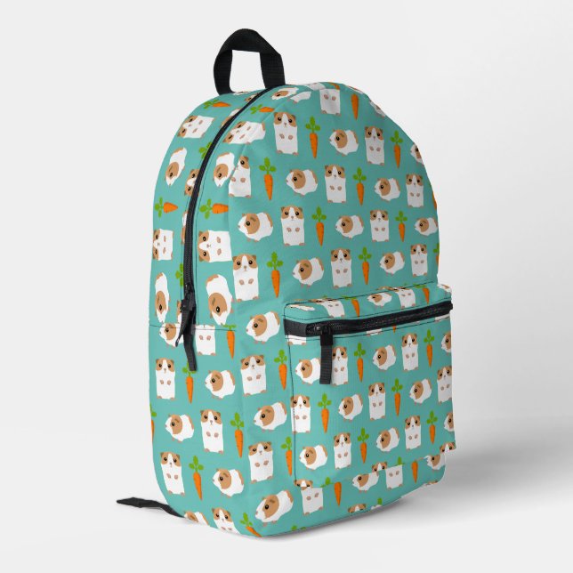 Cute Guinea Pigs and Carrots Pattern Blue Printed Backpack (Back Corner Left)