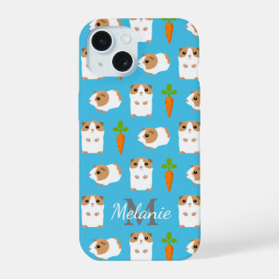 Cute Guinea Pigs and Carrots Personalised iPhone 15 Case