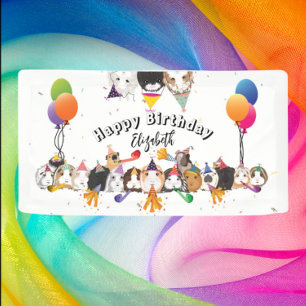 Cute Guinea Pigs & Balloons Birthday Banner