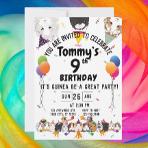 Cute Guinea Pigs & Balloons Birthday Party