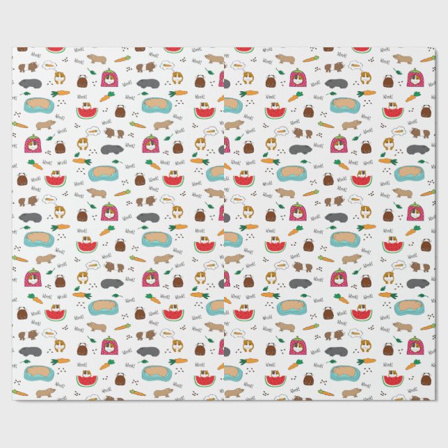 Cute Guinea Pigs Cavy Pets Wrapping Paper (Seam)
