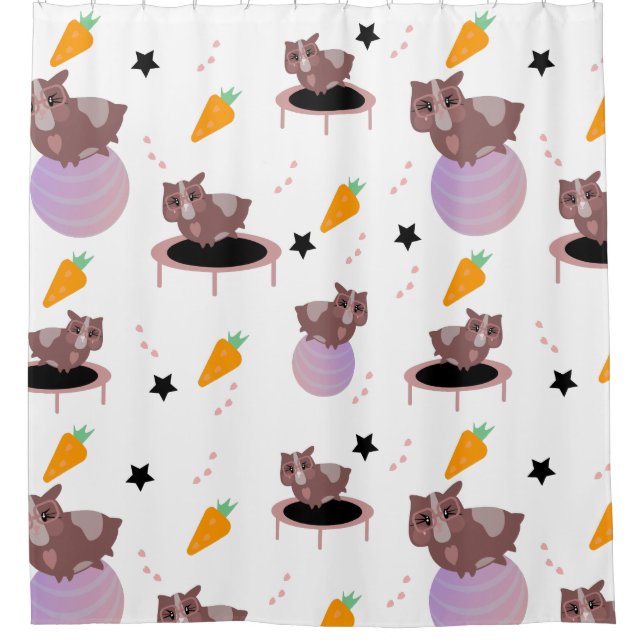 Cute Guinea Pigs Exercising Shower Curtain (Front)
