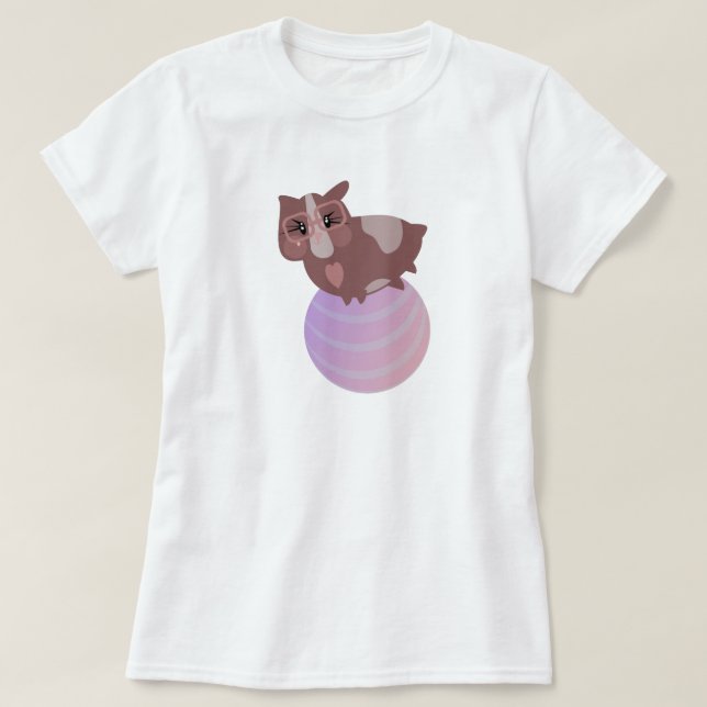 Cute Guinea Pigs Exercising T-Shirt (Design Front)